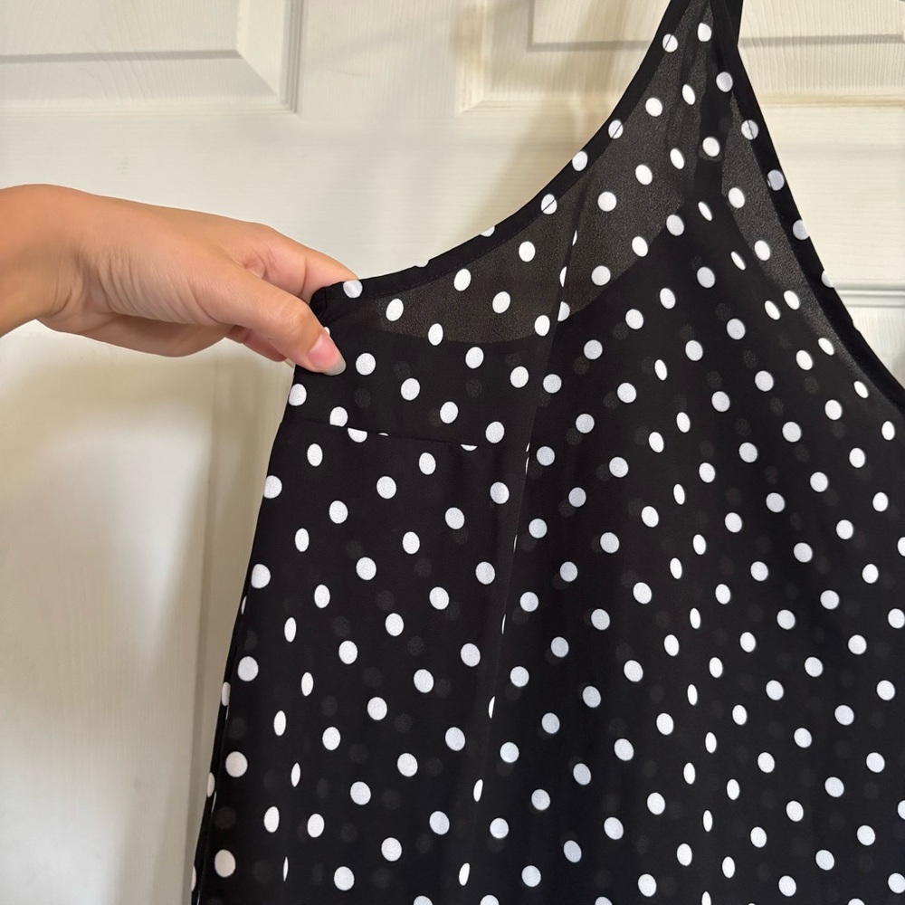 Torrid Georgette V Neck Racerback Black Camisole Cami Polka Dots Chiffon - Picture 3 of 9